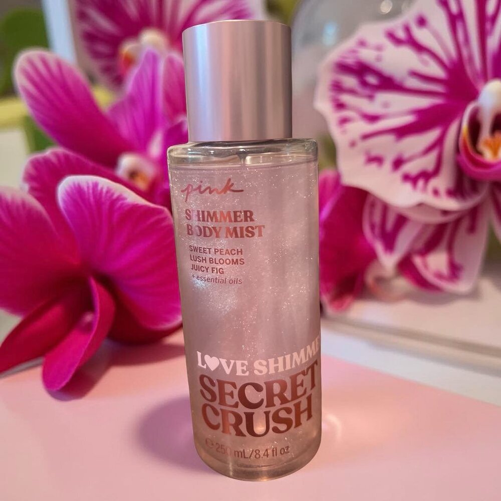 Victoria’s Secret PINK Shimmer Body Mist Sweet Peach Lush Blooms Secret Crush